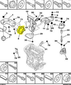 Motorfäste Original Citroen Peugeot Xsara 307 1.6 1839E7 9638557080 Motorfäste Original Citroen Peugeot Xsara 307 1.6 1839E7 9638557080