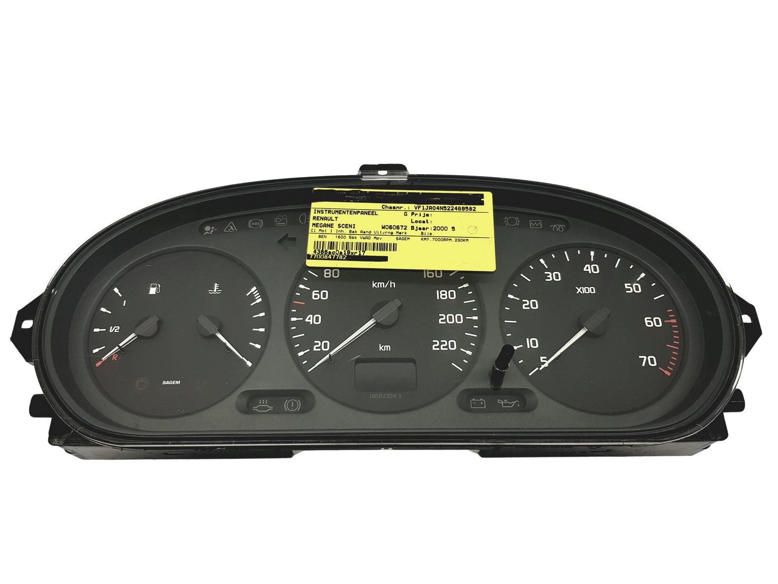 Hastighetsmätare Renault Megane 1 Scenic 1 7700847782 G 49550 main product photo