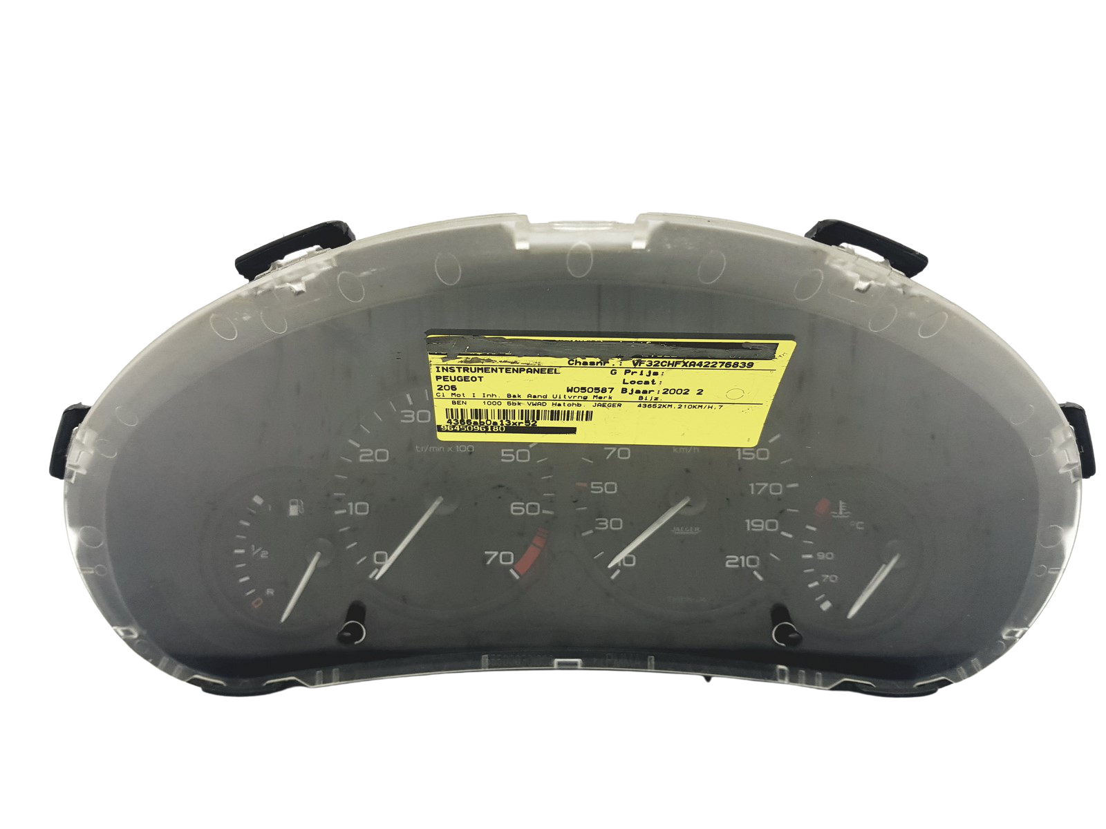 Hastighetsmätare Peugeot 206 9645096180 503000640002 49198 main product photo
